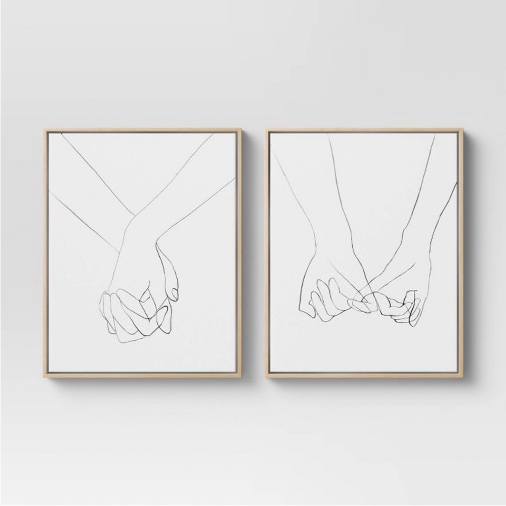 PROJECT 62 2pc hand framed wall canvases -16x20 -white/black
